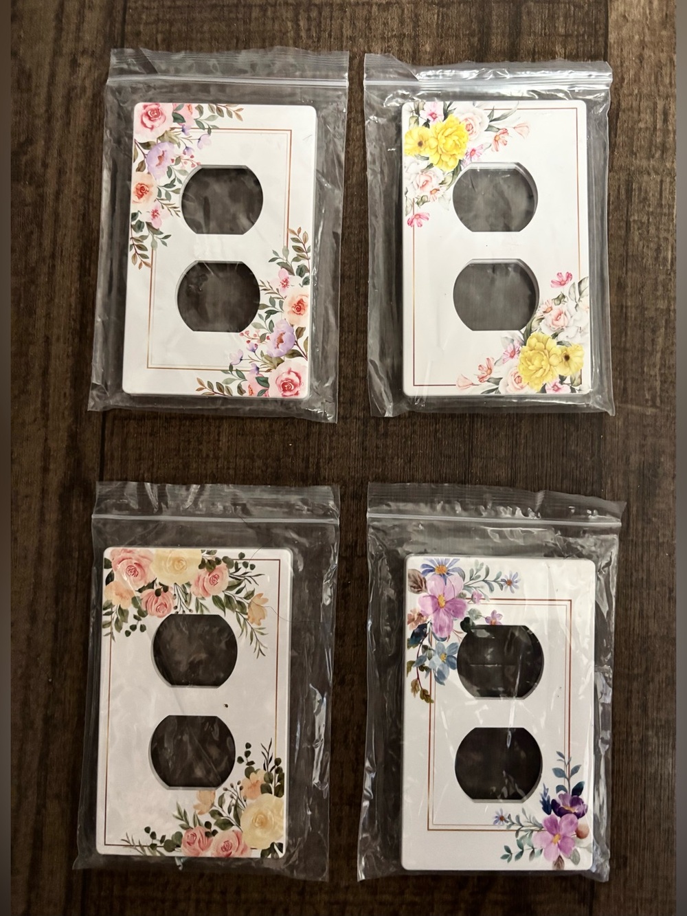 4 Pack Modern Decorative for Electrical Outlet Cover Plates, 4 different floral